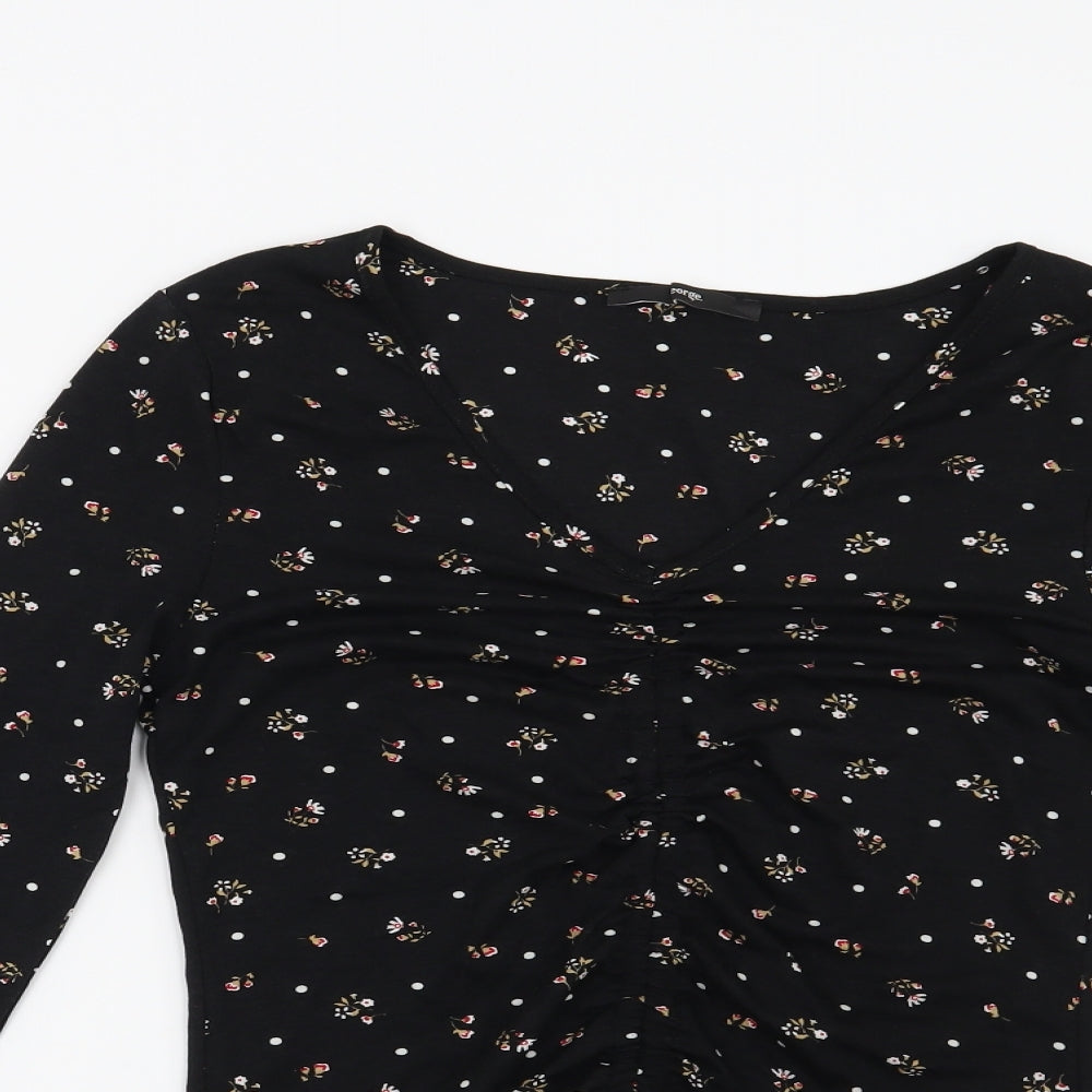George Womens Black Floral  Basic Blouse Size 10
