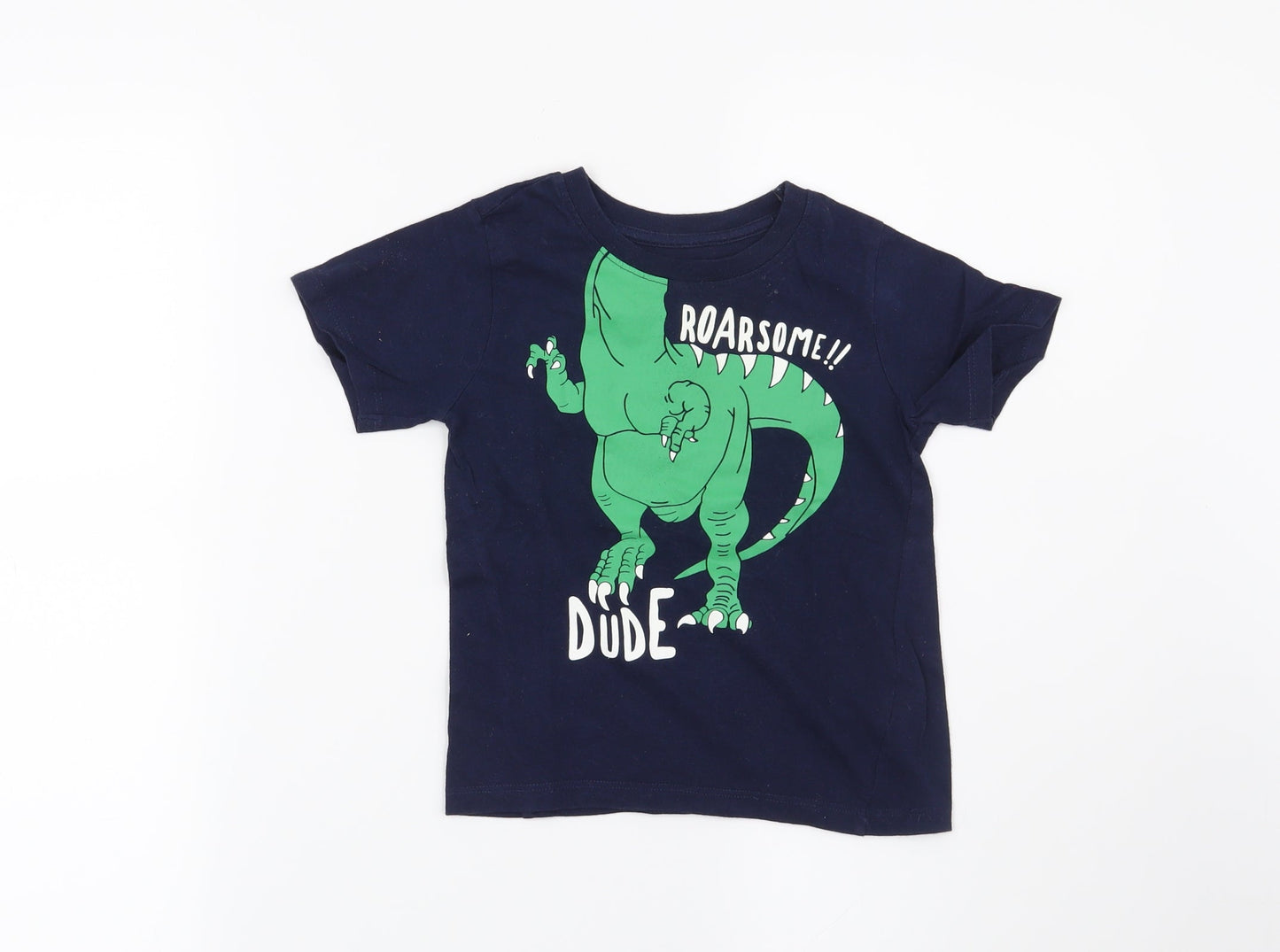 Primark Boys Blue   Basic T-Shirt Size 2-3 Years  - Dinosaur