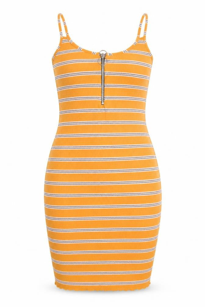 Select Womens Yellow Striped  Bodycon  Size 8