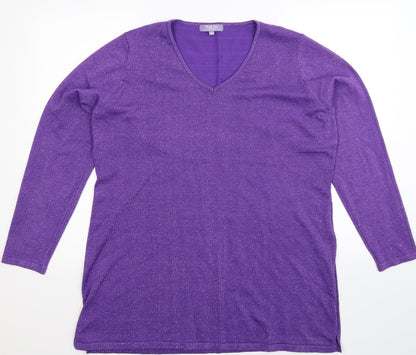 Additional front view of Michele Hope women’s purple jumper, size UK 20