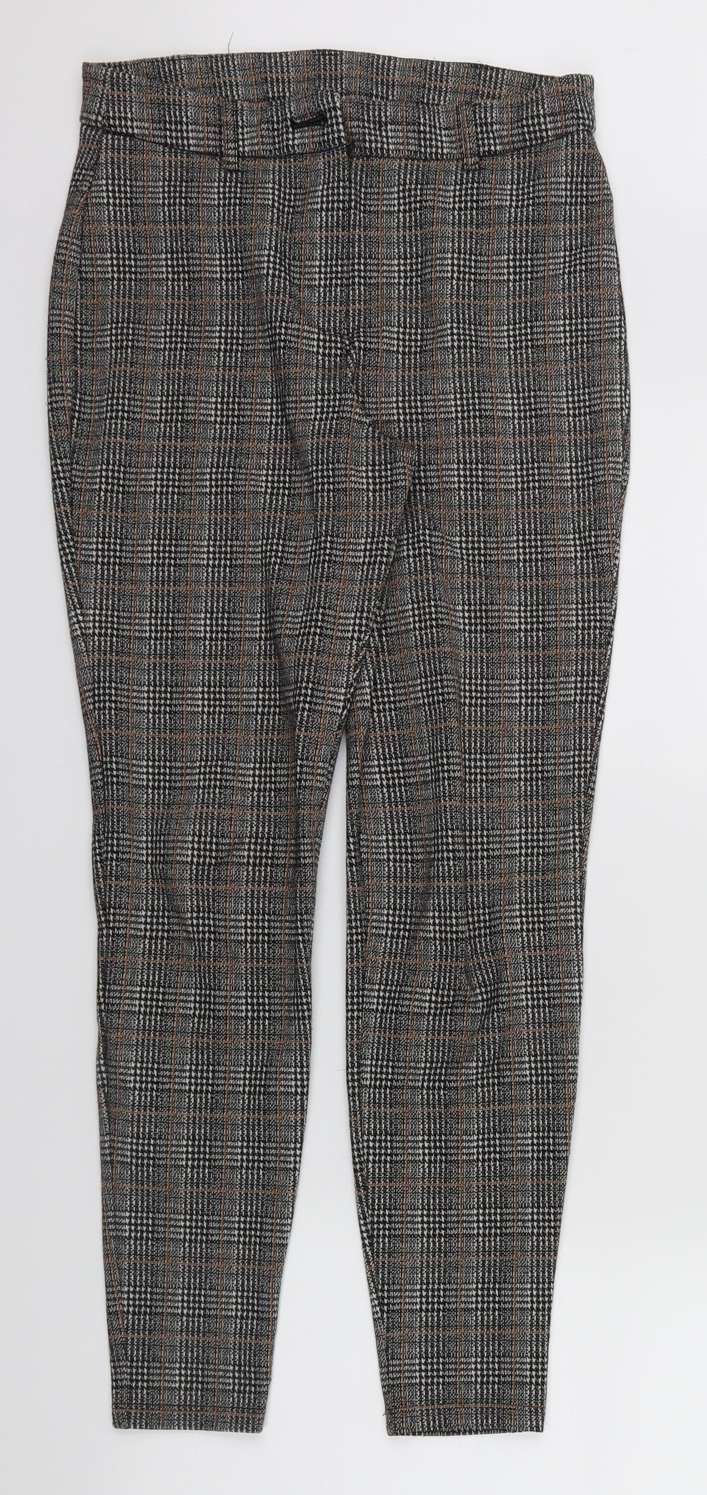 Dorothy Perkins Womens Brown Check  Capri Trousers Size 10 L26 in
