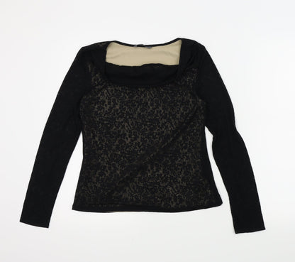 Additional front view of BHS women’s black floral basic blouse, size UK 12