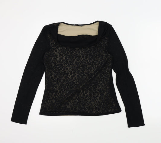 BHS Womens Black Floral  Basic Blouse Size 12