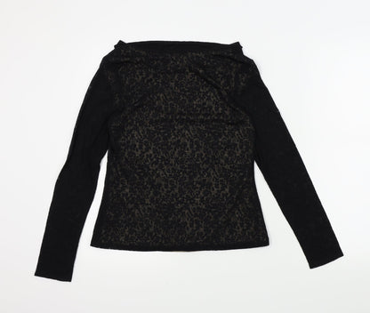 Back view of BHS women’s black floral basic blouse, size UK 12