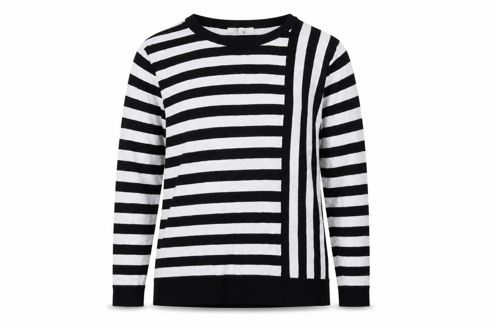 Peacocks Womens Black Striped  Pullover Jumper Size 8