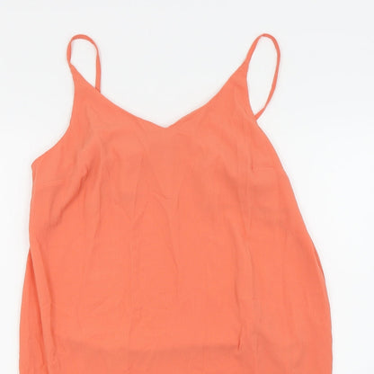 Close-up detail of Atmosphere women’s orange basic tank, size UK 12