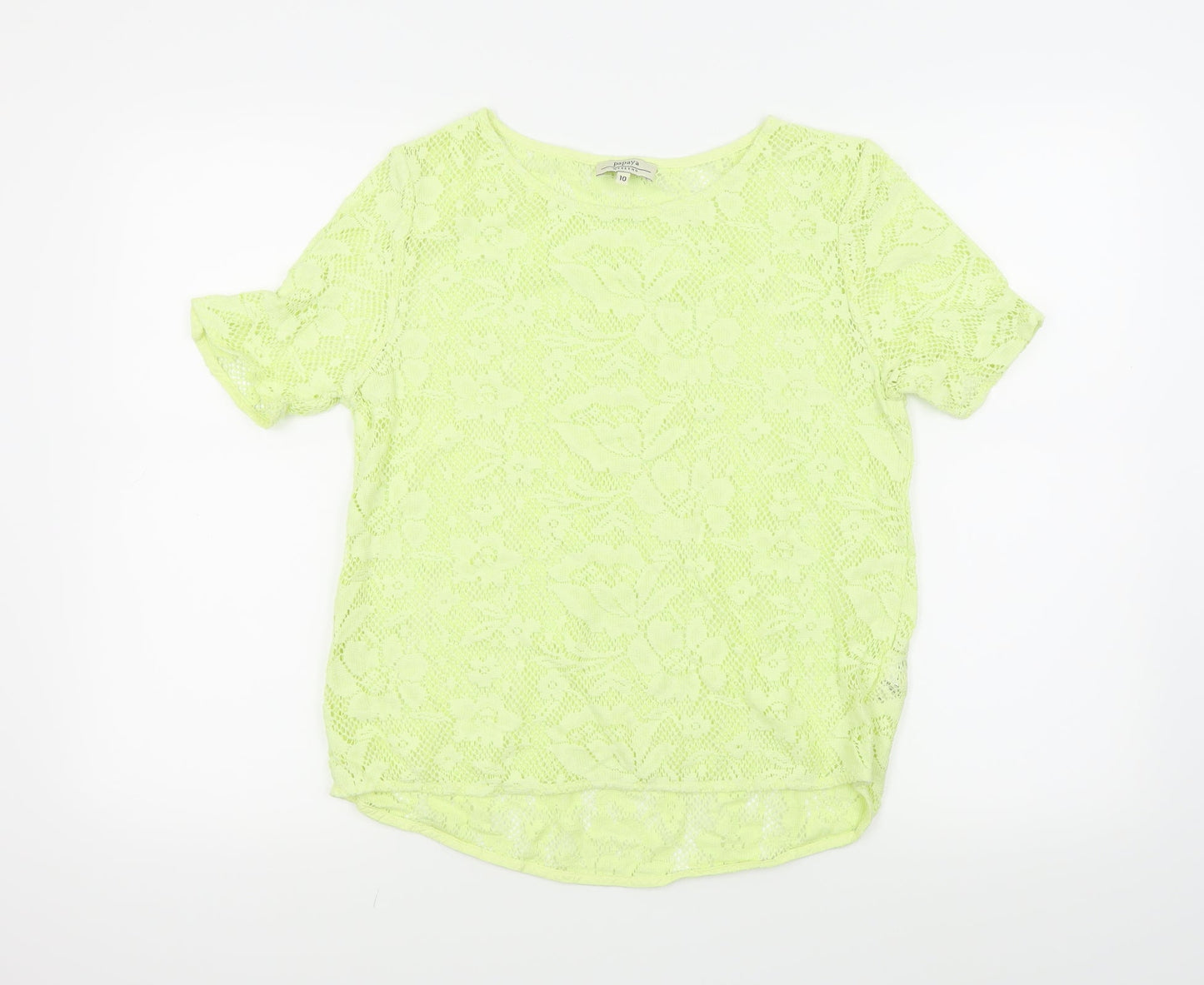 Papaya Womens Yellow   Basic T-Shirt Size 10