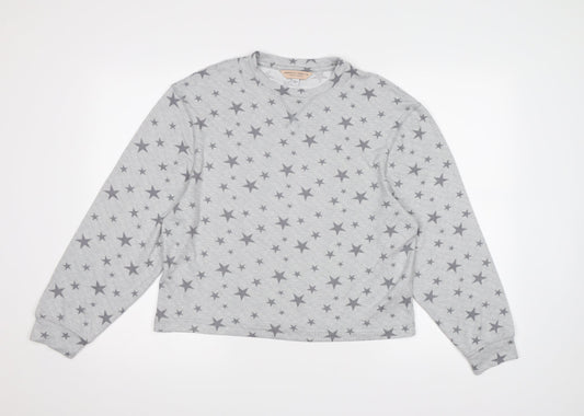 Dorothy Perkins Womens Grey  Fleece Top Pyjama Top Size M  - Star pattern