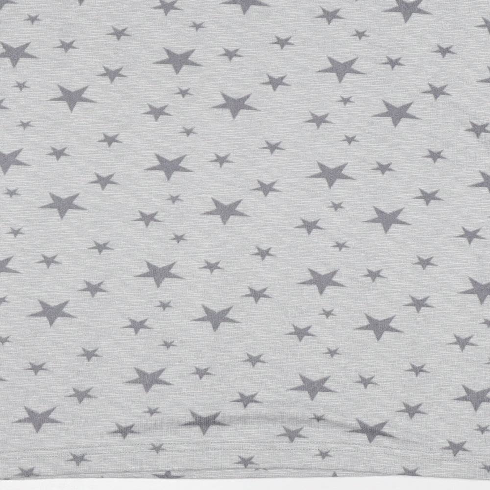 Dorothy Perkins Womens Grey  Fleece Top Pyjama Top Size M  - Star pattern