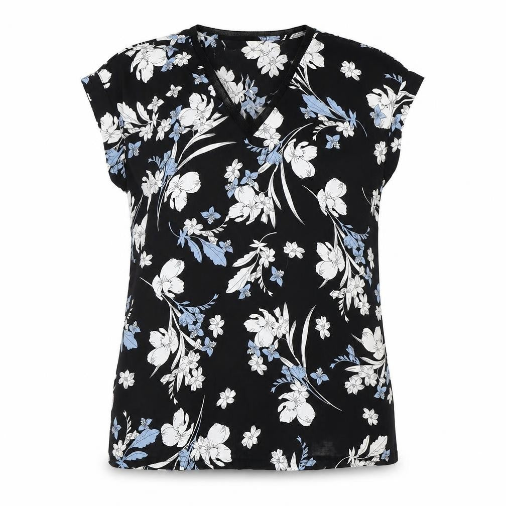 Worthington Womens Black Floral Chiffon Basic Blouse Size S