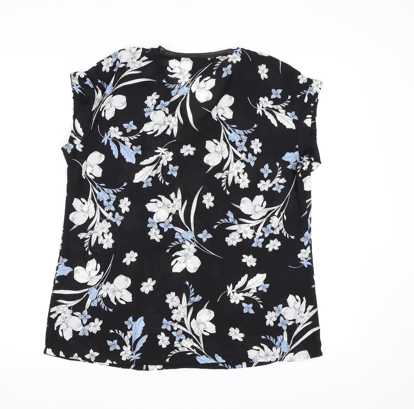 Worthington Womens Black Floral Chiffon Basic Blouse Size S