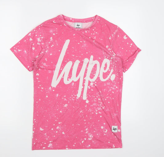 Hype Womens Pink   Basic T-Shirt Size 4