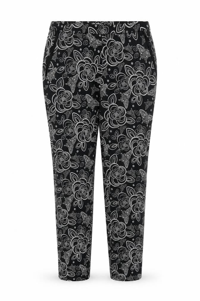 TU Womens Black Floral  Trousers  Size 10 L26 in