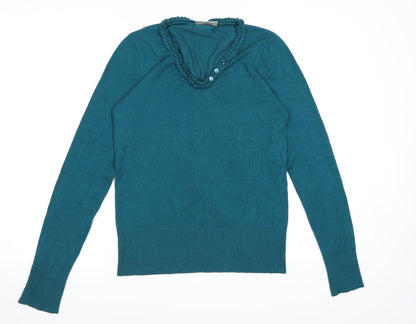 Additional front view of BHS women’s blue knit jumper, size UK 10