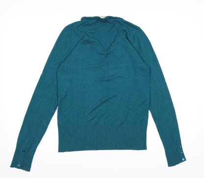 Back view of BHS women’s blue knit jumper, size UK 10