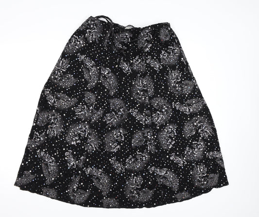 Sukhmani Womens Black Floral  A-Line Skirt