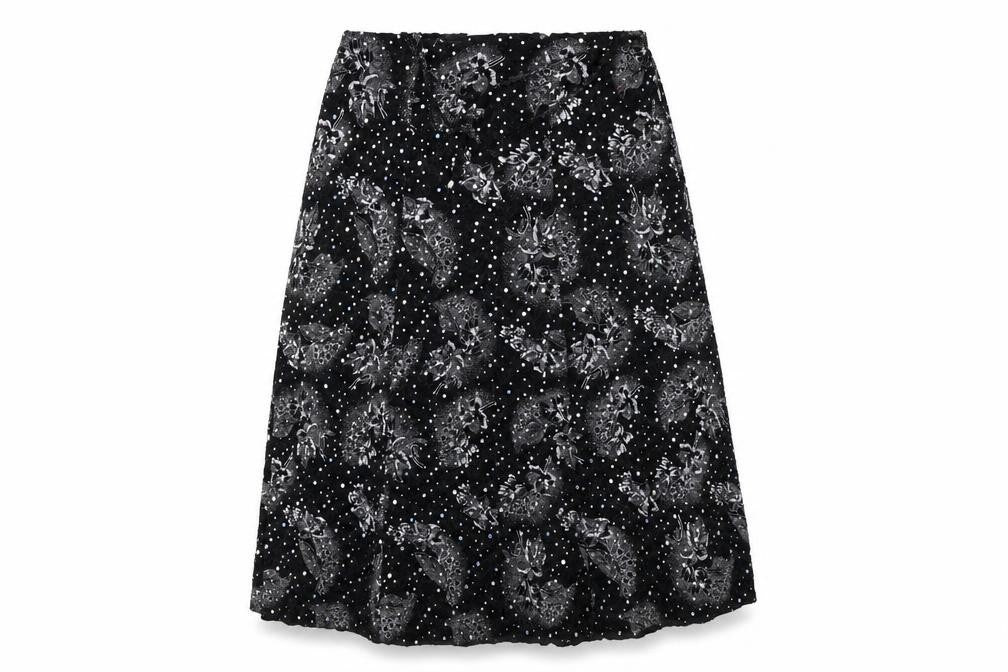 Sukhmani Womens Black Floral  A-Line Skirt