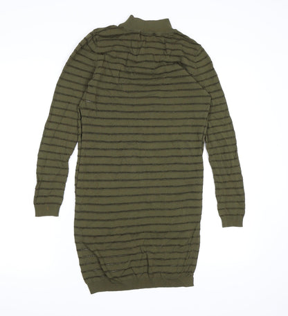 Back view of Missguided women’s green striped knit jumper, size UK 10