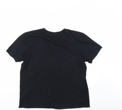 Back view of River Island women’s black basic polo, size UK 12