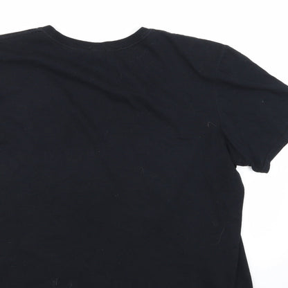 Brand and care label for River Island women’s black basic polo, size UK 12