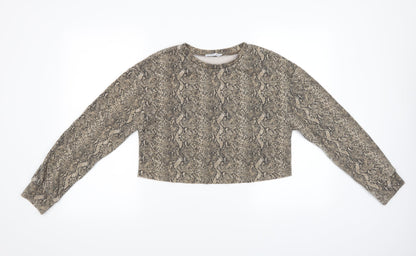 Additional front view of Zara women’s multicoloured animal print jumper, size S, - cropped