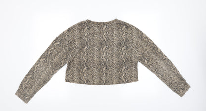 Back view of Zara women’s multicoloured animal print jumper, size S, - cropped