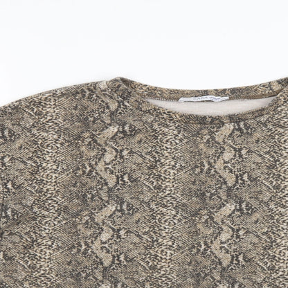 Close-up detail of Zara women’s multicoloured animal print jumper, size S, - cropped