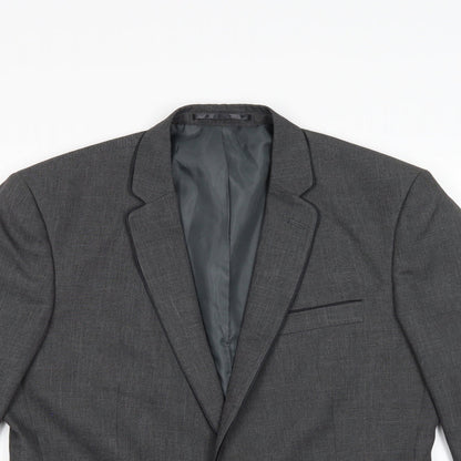 Close-up detail of F&F men’s grey jacket suit jacket