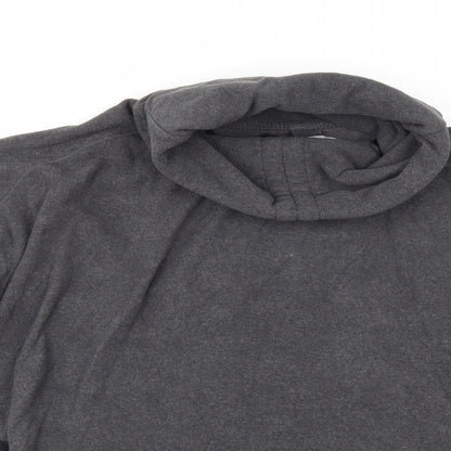 Close-up detail of declathon women’s grey henley jumper, size 2XL