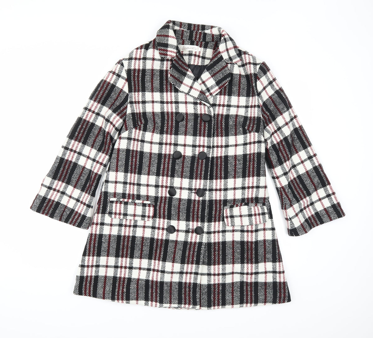 chun mei na Womens White Plaid  Parka Coat Size L