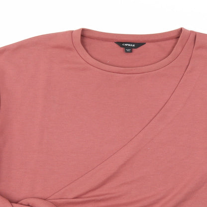 Close-up detail of Capsule women’s red jumper, size UK 20