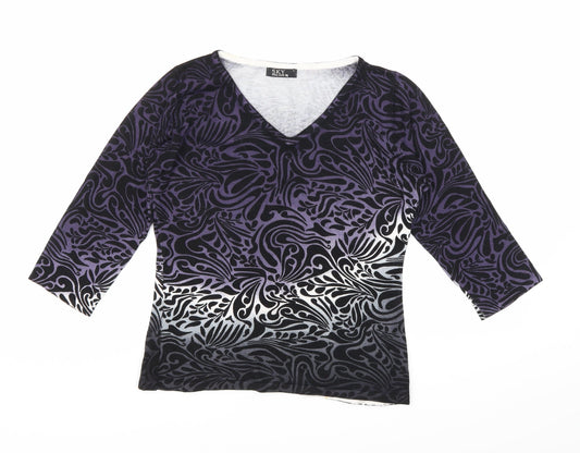 Sky Designs Womens Purple Geometric  Basic T-Shirt One Size  - 1