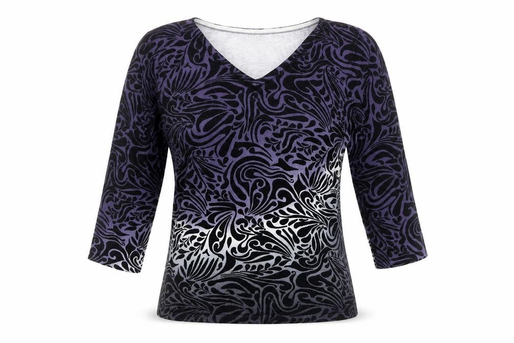 Sky Designs Womens Purple Geometric  Basic T-Shirt One Size  - 1