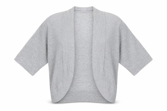 Front view of BHS women’s silver cardigan jumper, size UK 12