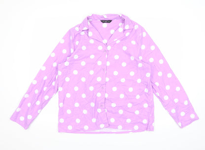 Additional front view of City Comfort women’s purple polka dot basic button-up, size UK 12, - 12-14 size