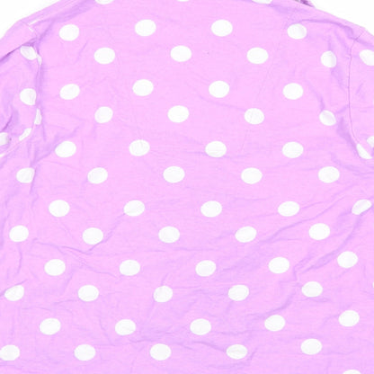 Brand and care label for City Comfort women’s purple polka dot basic button-up, size UK 12, - 12-14 size