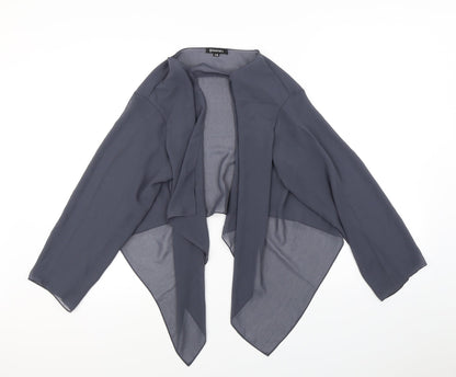 Additional front view of Likemary women’s grey cardigan jumper, size UK 14