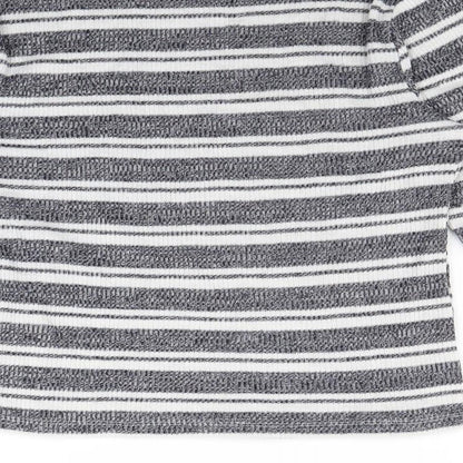 Brand and care label for Papaya women’s black striped jumper, size UK 12