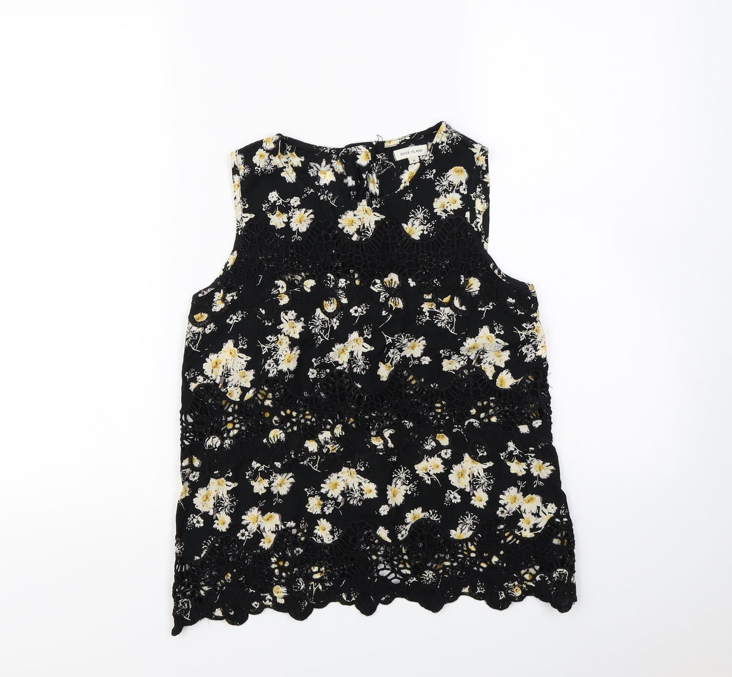 Topshop Womens Black Floral  Cropped Tank Size 8