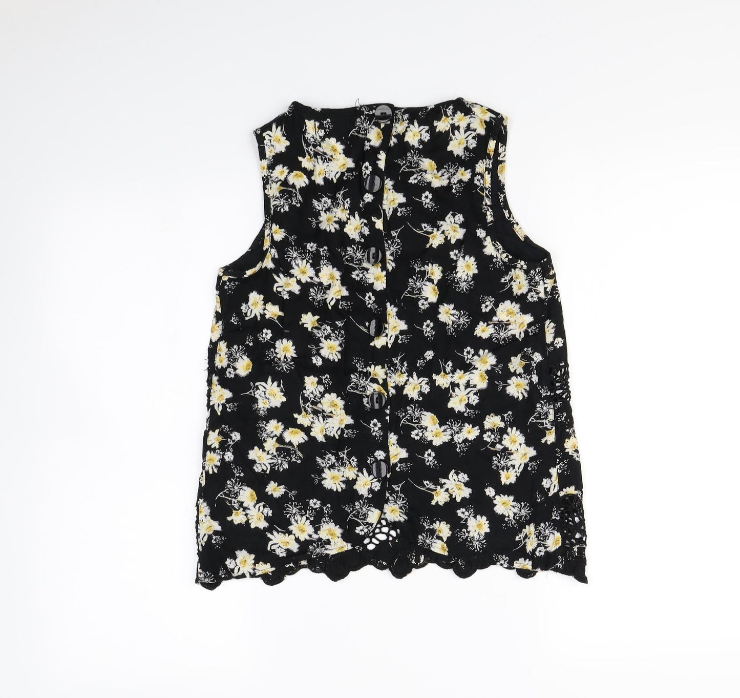 Topshop Womens Black Floral  Cropped Tank Size 8