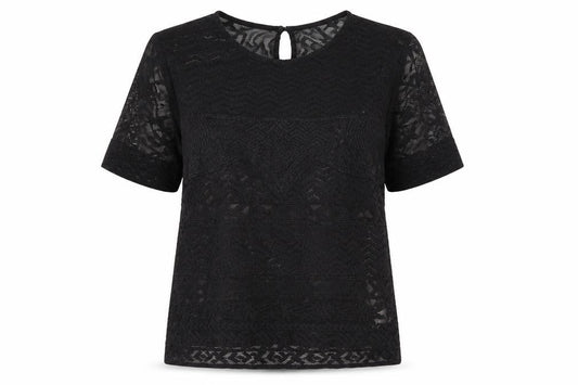 Front view of Falmer Heritage women’s black basic t-shirt, size UK 12