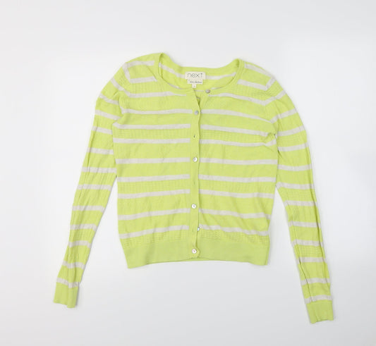 NEXT Womens Yellow Striped  Cardigan Jumper Size 8