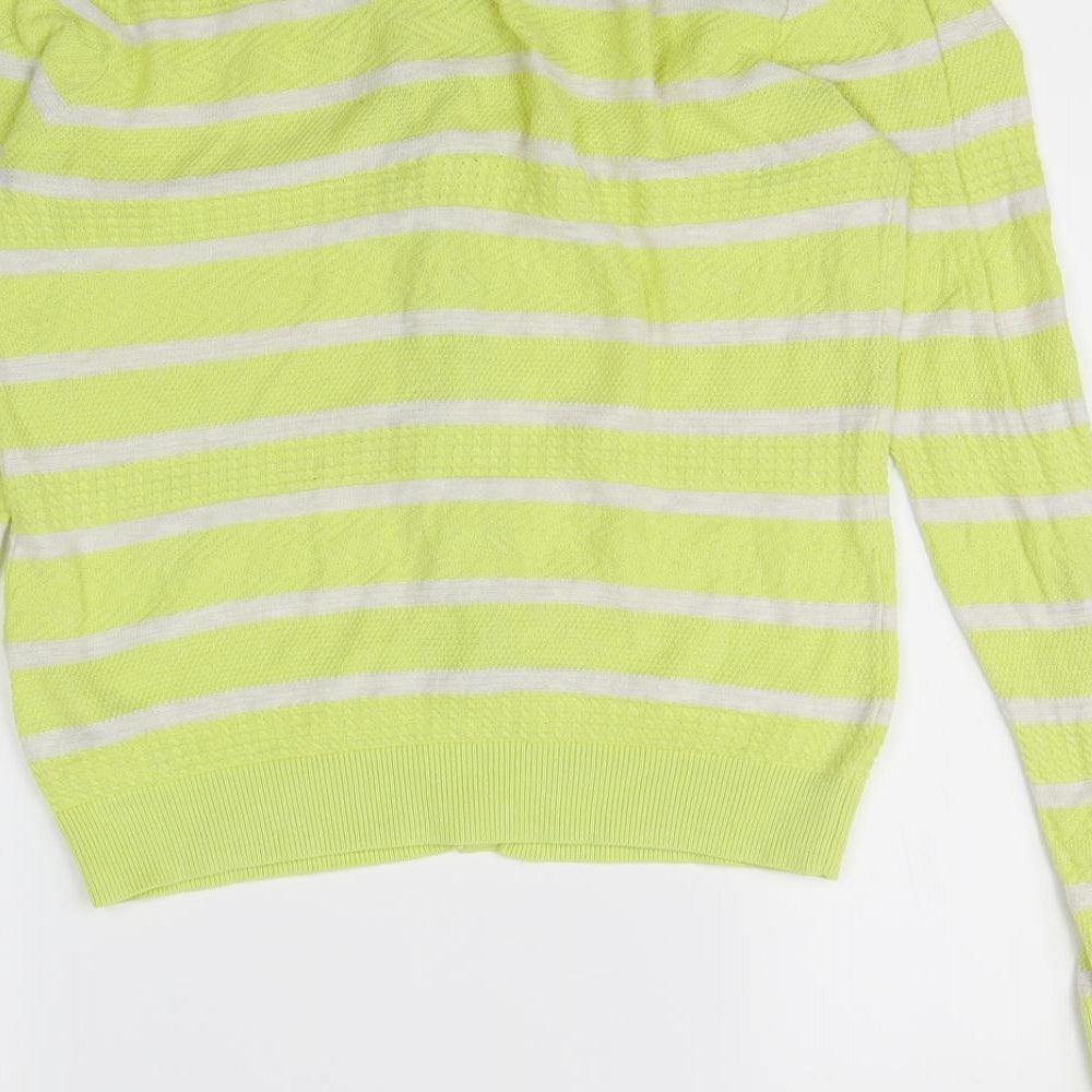NEXT Womens Yellow Striped  Cardigan Jumper Size 8
