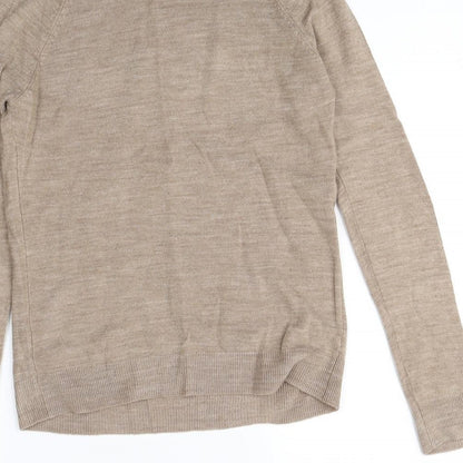 Brand and care label for Atmosphere women’s brown jumper, size UK 8