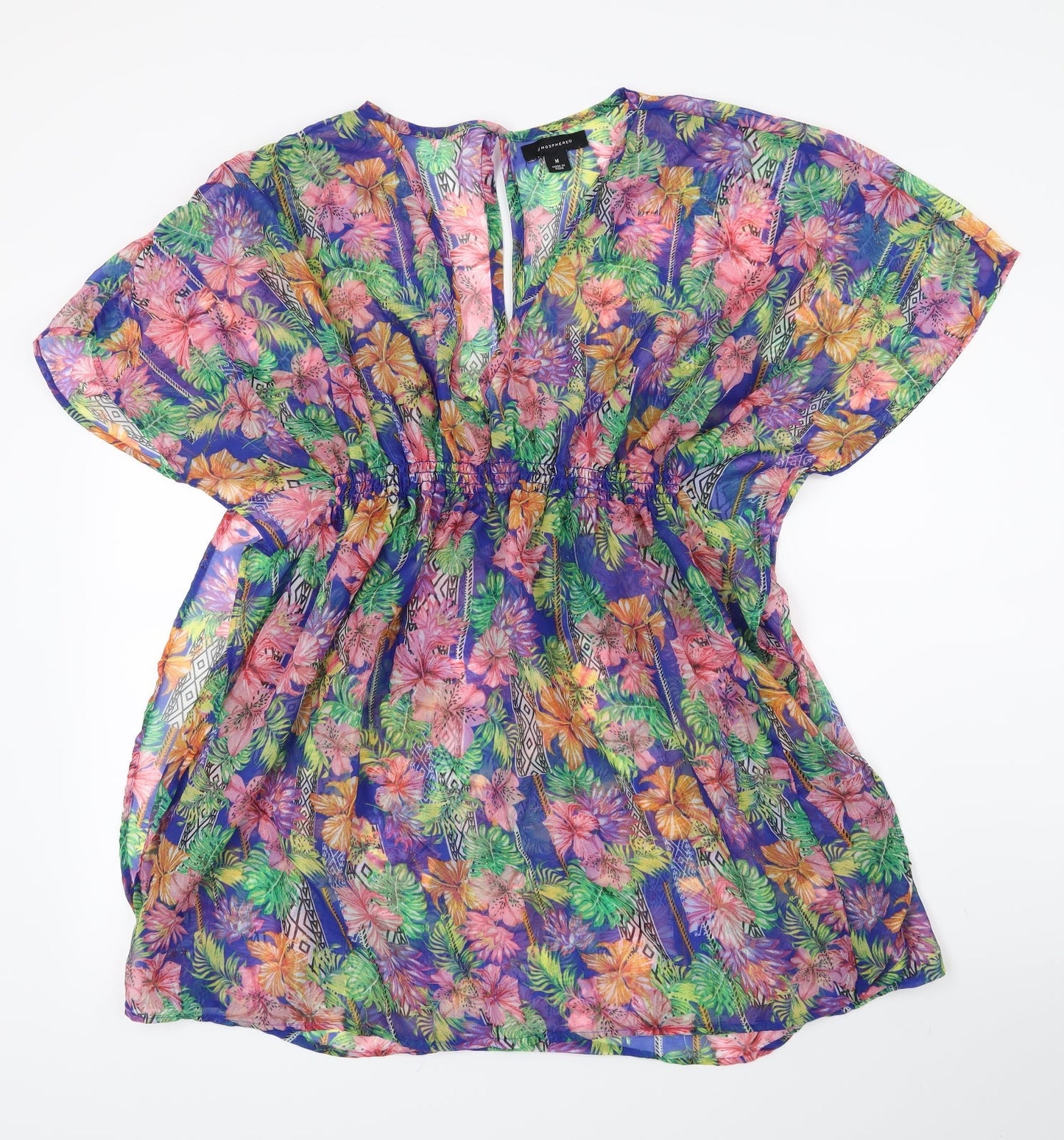 Atmosphere Womens Blue Floral  Kimono Blouse Size M