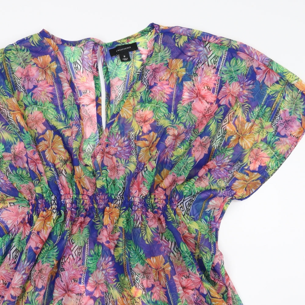 Atmosphere Womens Blue Floral  Kimono Blouse Size M