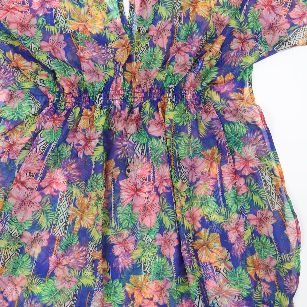 Atmosphere Womens Blue Floral  Kimono Blouse Size M
