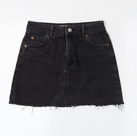 Topshop Womens Grey  Denim Straight & Pencil Skirt Size 8