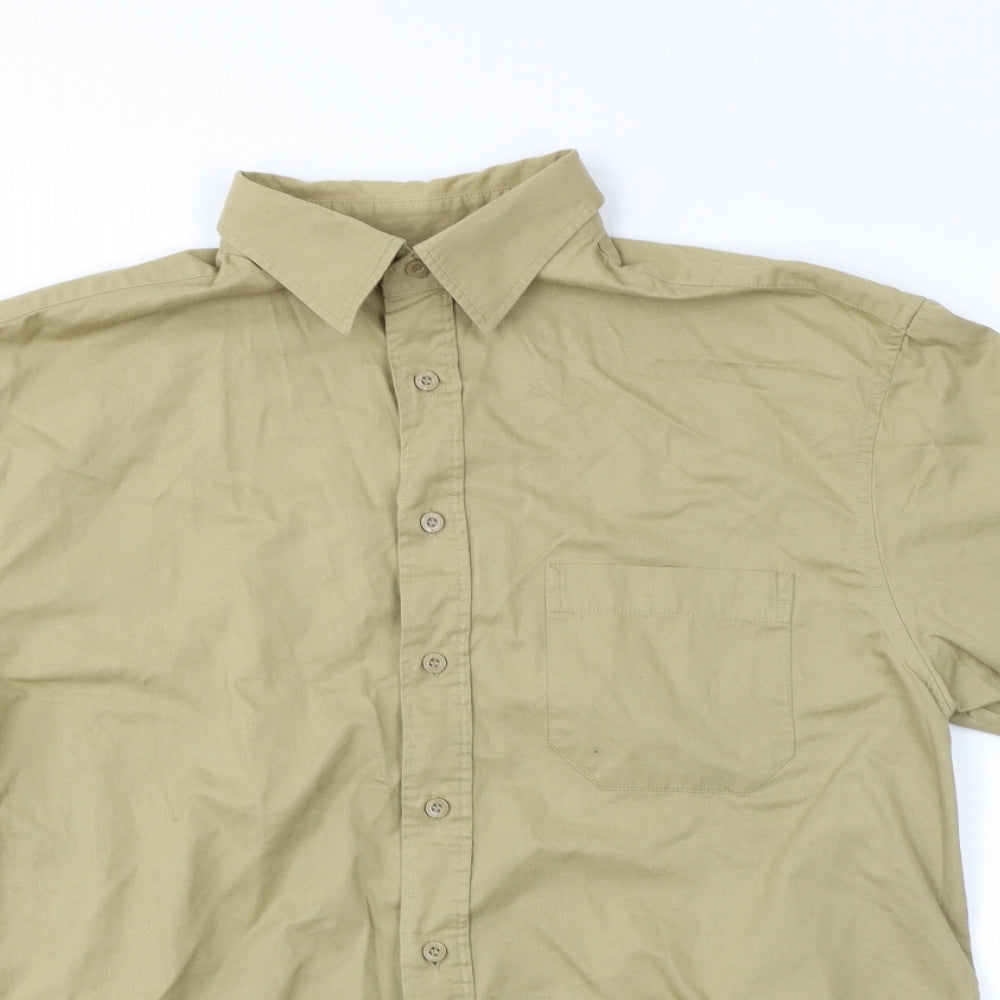 District Mens Beige    Button-Up Size L