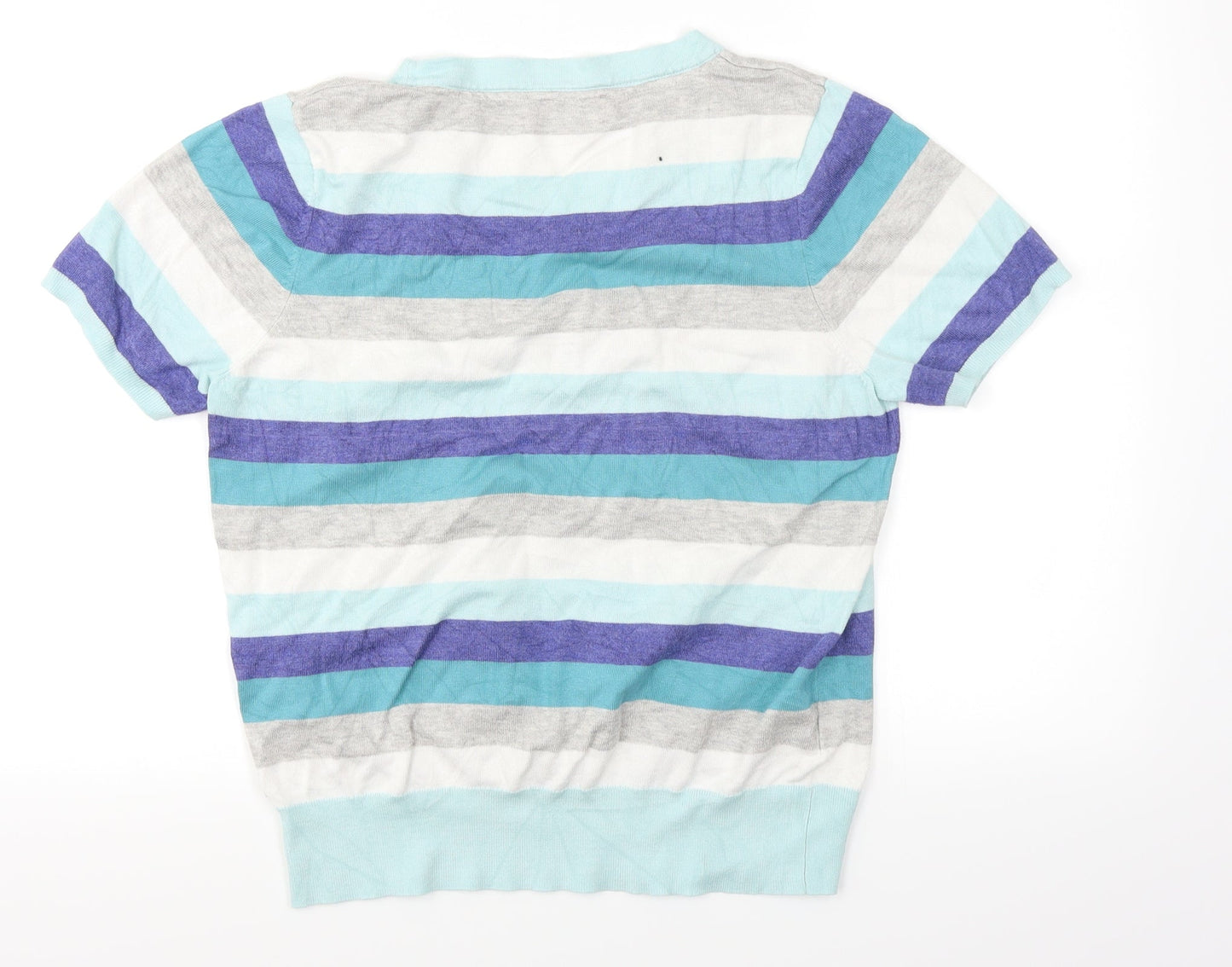 Petite Womens Blue Striped  Basic Tank Size L  - Bow detail